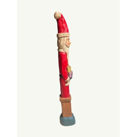 Thin 10 Inch Santa Claus in Chimney Christmas Decoration - Picture 4 of 8
